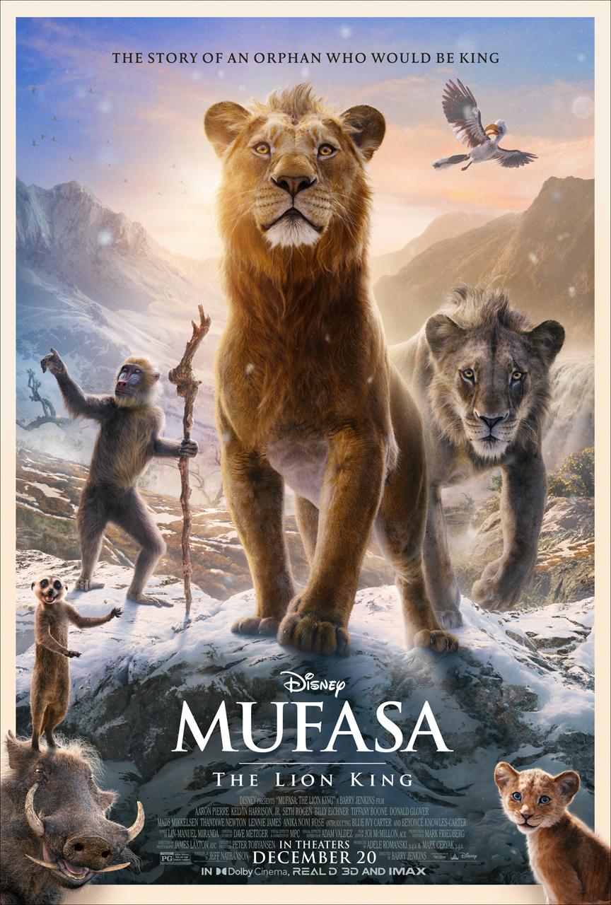 A poster image of the film Mufasa: The Lion King